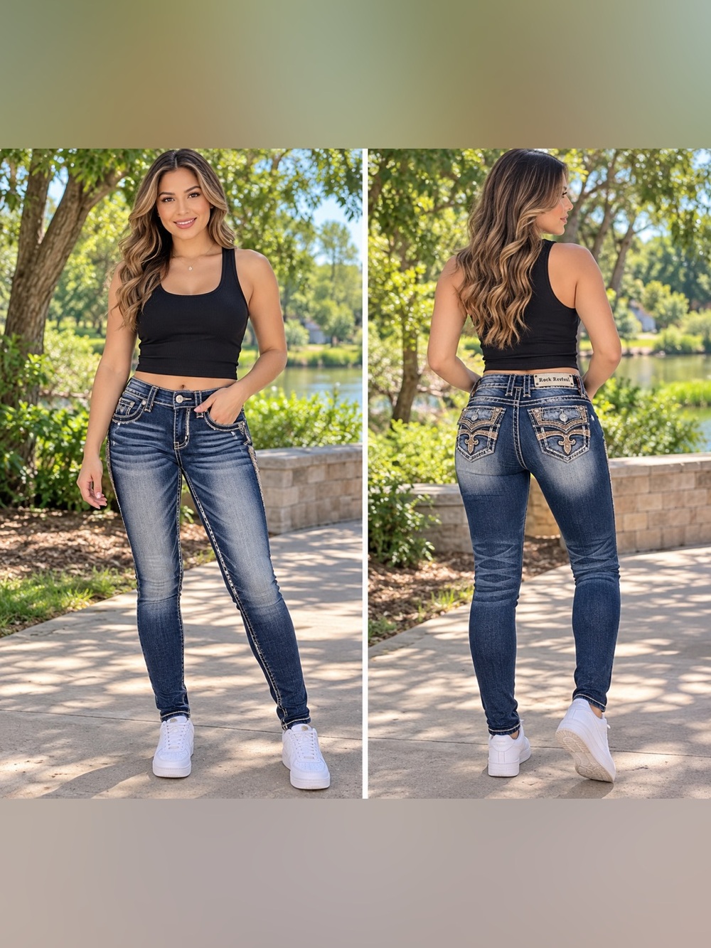 Rock Revival Olinda Women’s Size 25 Skinny Jeans Embellished Dark Wash